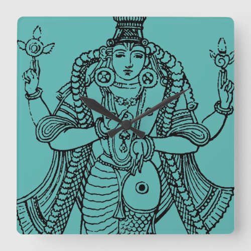 Hinduism Vishnu Square Wall Clock