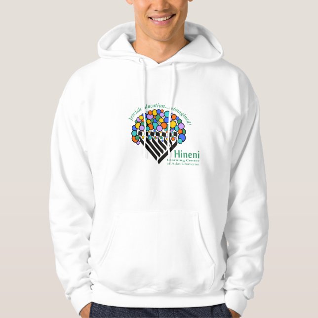 Hineni Learning Center Men's Hoodie - White (Front)