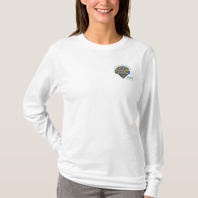 Hineni Learning Center Women's Long-Sleeve White T-Shirt (Front)