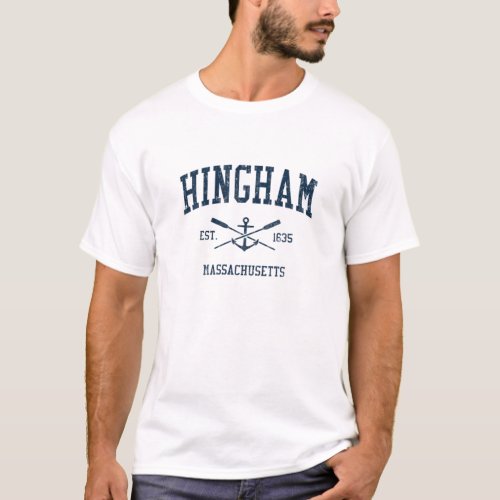 Hingham MA Vintage Navy Crossed Oars T_Shirt