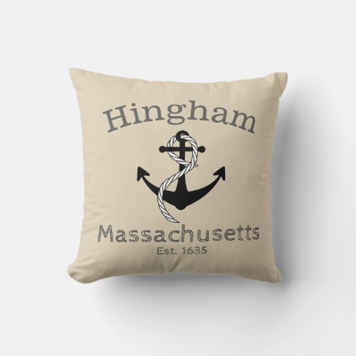 Hingham Massachusetts Sea Anchor Throw Pillow