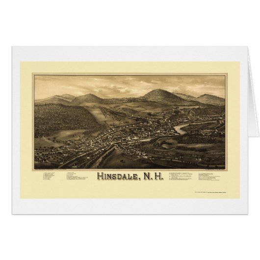 Hinsdale, NH Panoramic Map - 1886 Cards (Front Horizontal)
