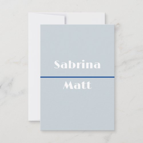 Hint of Blue Custom with Name Wedding RSVP Card