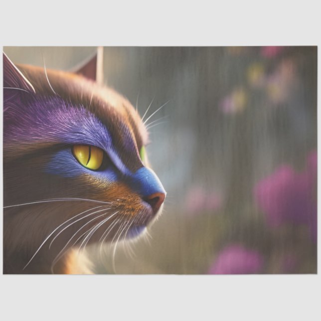 Hint of purple calico cat, Fantasy   Tissue Paper (Front)