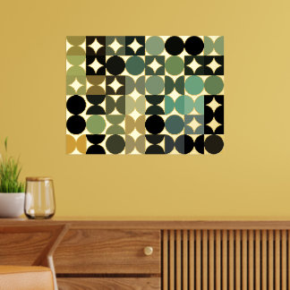 Hip Abstract Circles Industrial Fusion Art Gold Foil Prints