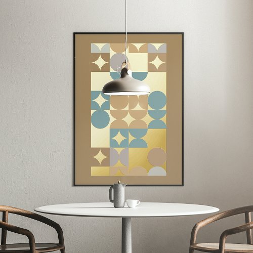 Hip Abstract Circles Industrial Fusion Art Gold Foil Prints