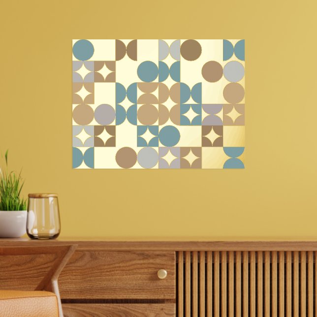 Hip Abstract Circles Industrial Fusion Art Gold Foil Prints (In Situ (Living Room))