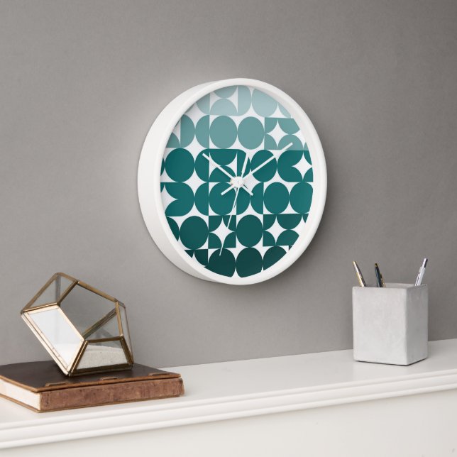 Hip Abstract Half Circles Fusion Art Pattern Clock (Office)