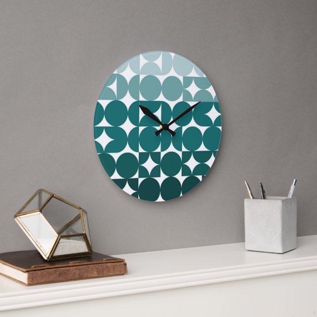 Hip Abstract Half Circles Fusion Art Pattern Large Clock (Office)