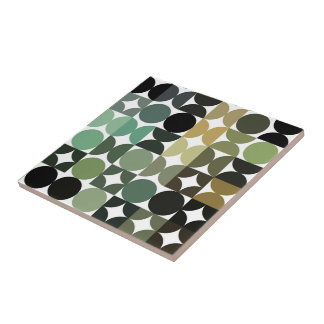 Hip Abstract Half Circles Industrial Fusion Art Ceramic Tile