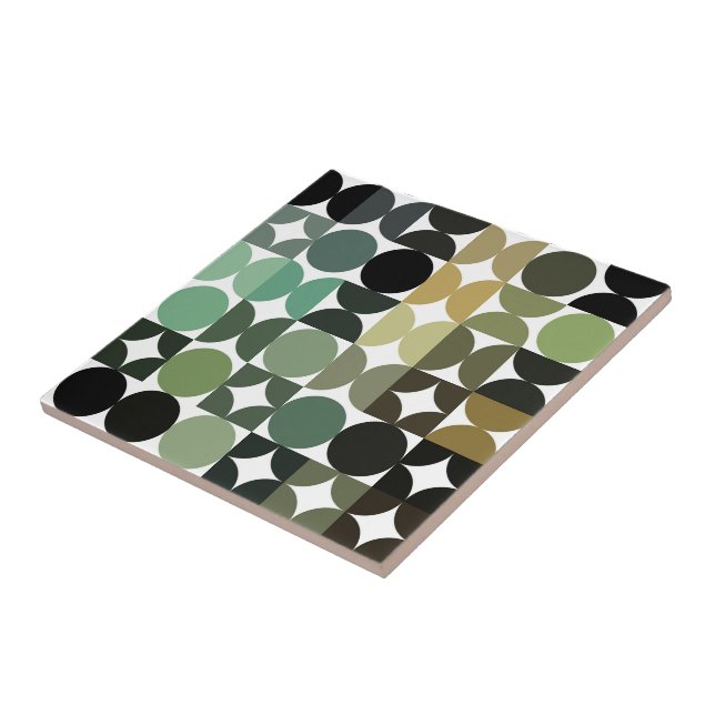 Hip Abstract Half Circles Industrial Fusion Art Ceramic Tile (Side)