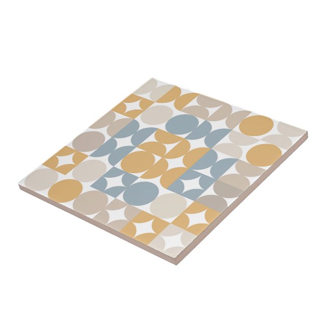 Hip Abstract Half Circles Industrial Fusion Art Ceramic Tile (Side)