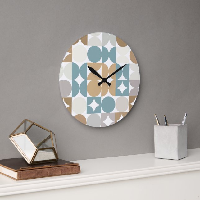 Hip Abstract Half Circles Industrial Fusion Art Large Clock (Office)