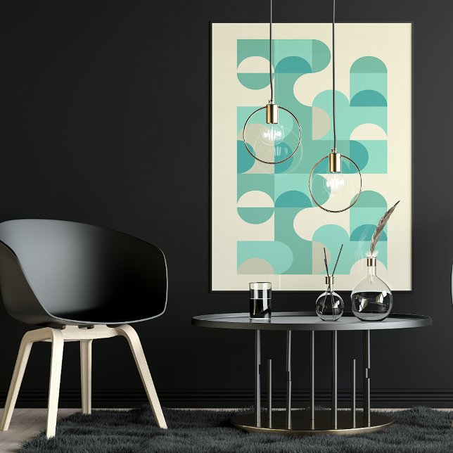 Hip Abstract Half Circles Wavy Mosaic Art Pattern  Poster (Creator Uploaded)