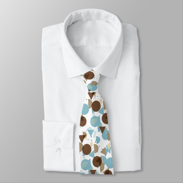 Hip Abstract Modern Geometric 50s Art Pattern Neck Tie (Tied)