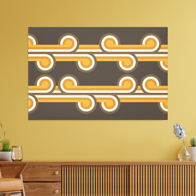 Hip Abstract Wave Curls Industrial Fusion Fine Art Canvas Print (Insitu(LivingRoom))