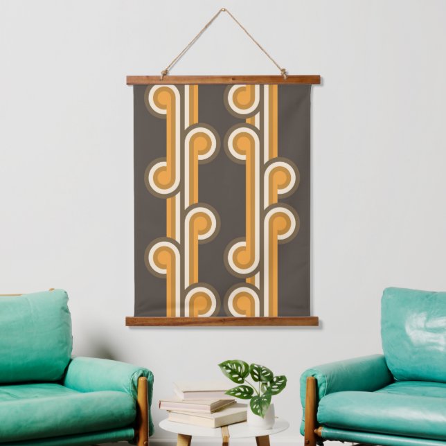 Hip Abstract Wave Curls Industrial Fusion Fine Art Hanging Tapestry (Living Room)