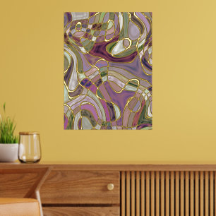 Hip Abstract Wavy Lines Gold Mosaic Art Pattern  Foil Prints