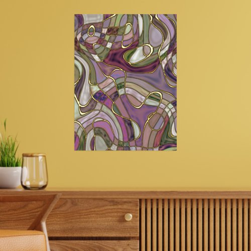 Hip Abstract Wavy Lines Gold Mosaic Art Pattern  Foil Prints