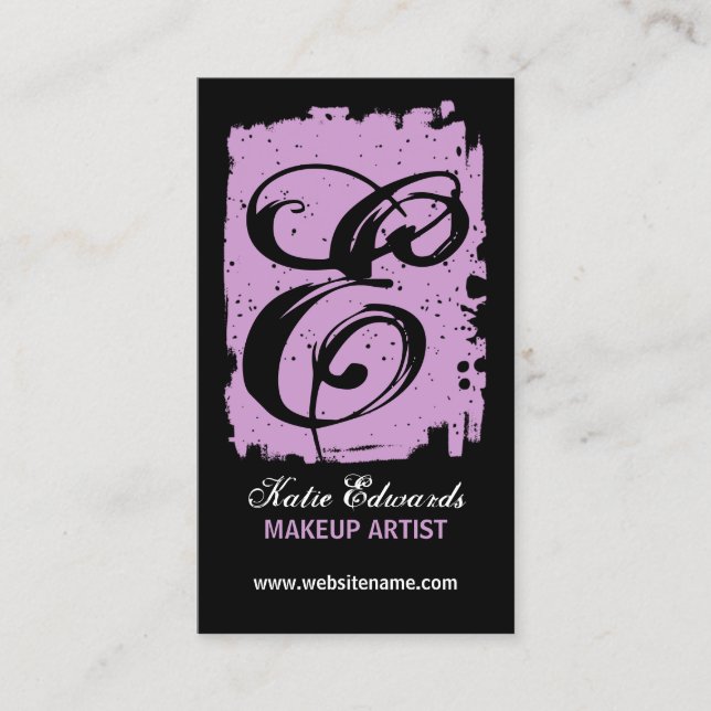 Hip and Bold Monogram Lavender Business Card (Front)