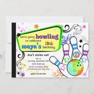 Hip and Colorful Bowling Invitation