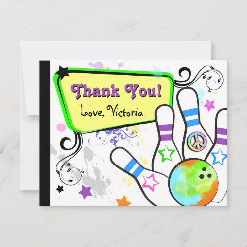 Hip and Colorful Bowling Note Card