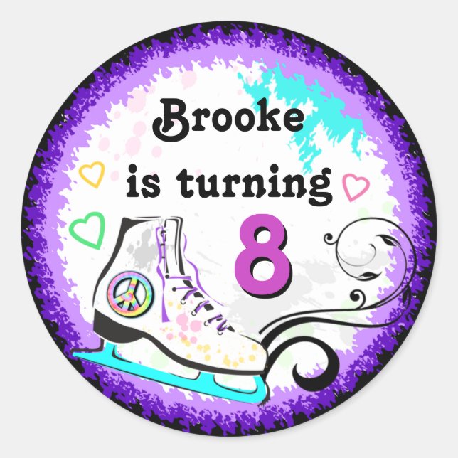 Hip and Colorful Ice Skate Gift Label (Front)