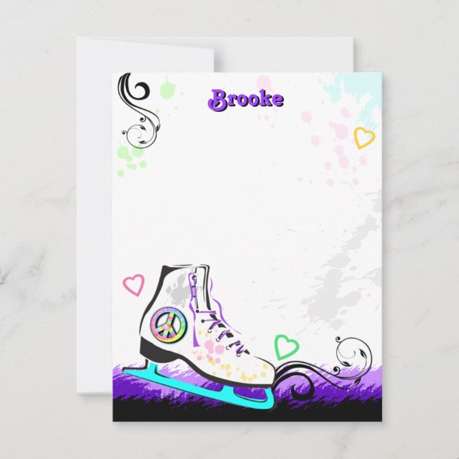 Hip and Colorful Ice Skate Note Card (Front)