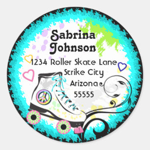 Hip and Colorful Roller Skate Address Label