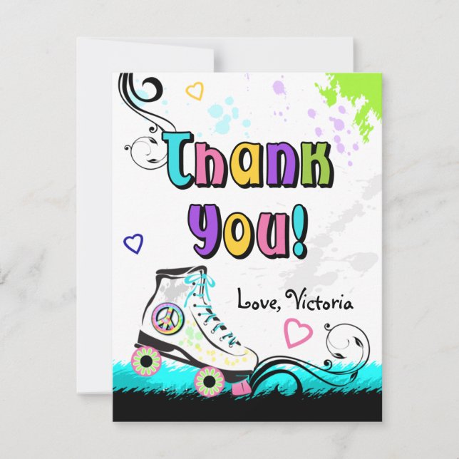Hip and Colorful Roller Skate Note Card (Front)