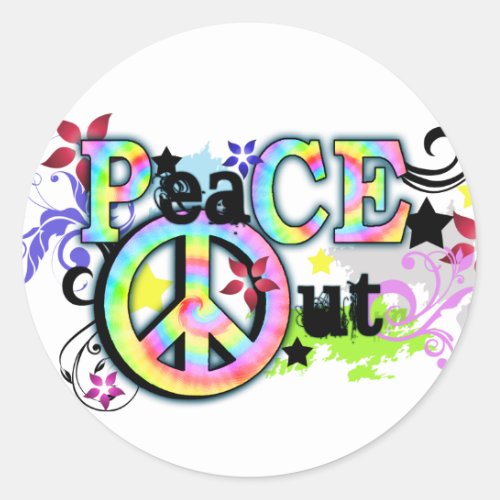 Hip and Groovy PeaCE OUT Classic Round Sticker
