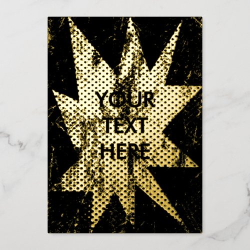 Hip and Grungy Starburst Golden Foil Invitation
