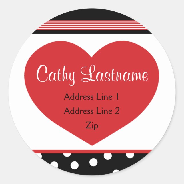 Hip and Retro Heart Address Label (Front)