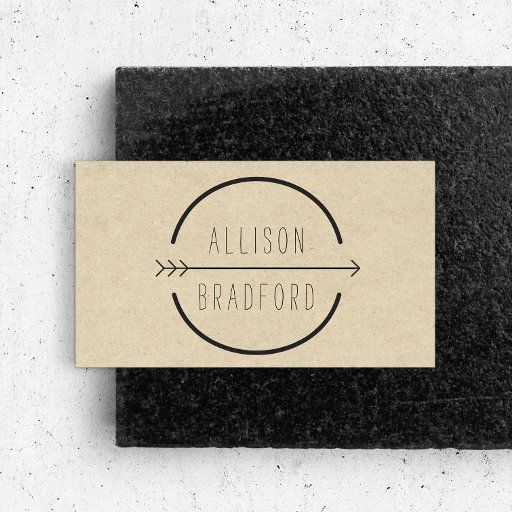 Customizable Hip and Rustic Arrow Logo on Tan Cardboard Business Card