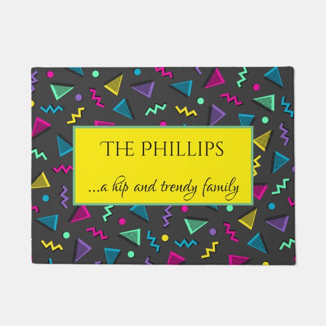 Hip and Trendy 80s Style Retro Welcome Doormat (Front)