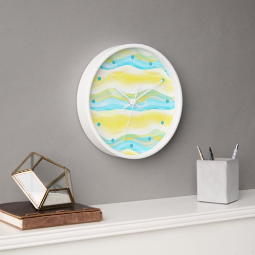 Hip Artistic Abstract Retro Cool Wave Art Pattern Clock