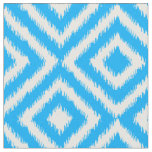 Hip Azure Blue Ikat Diamond Squares Mosaic Pattern Fabric