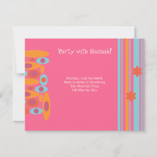 Hip Bat Mitzvah Party Reception Hot Pink Invitation
