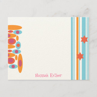 Hip Bat Mitzvah Party Thank You Hot Pink Card