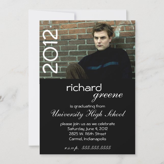 Hip Black Graduation Party invitation (Front)