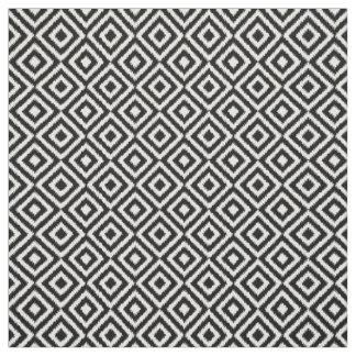 Hip Black White Ikat Diamond Square Mosaic Pattern Fabric