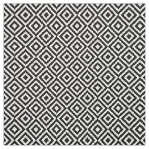 Hip Black White Ikat Diamond Square Mosaic Pattern Fabric