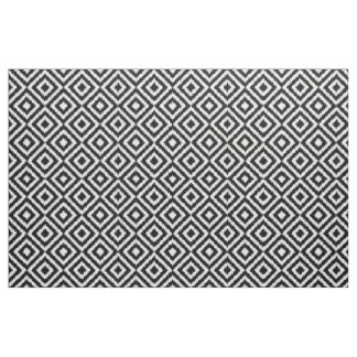 Hip Black White Ikat Diamond Square Mosaic Pattern Fabric