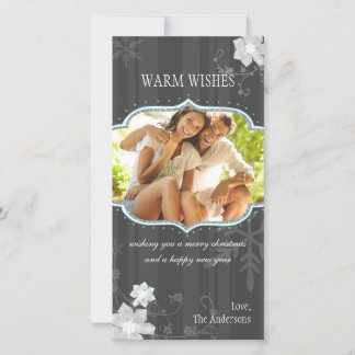 Hip Black & White Winter Holiday Family Photo Card