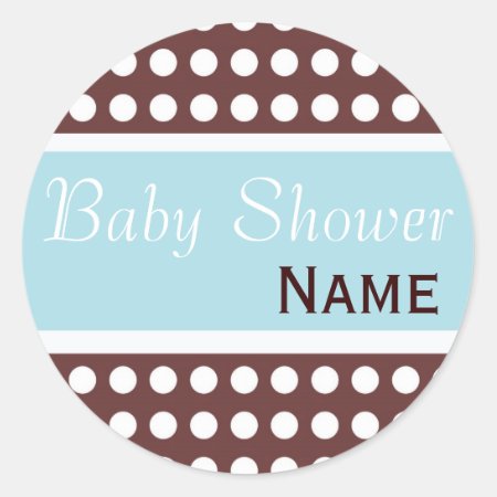 Hip Blue And Brown Baby Shower Sticker