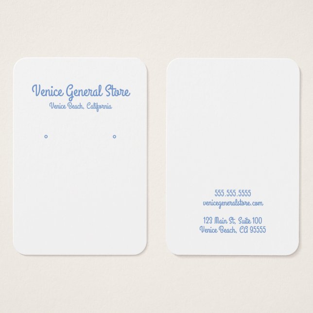 Hip Blue Earring or Jewelry Display Card (Front & Back)