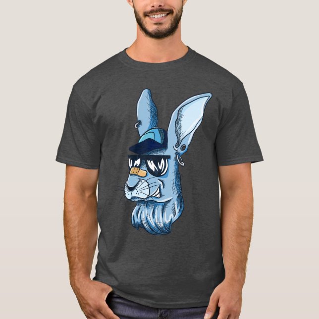 Hip Blue Edgy Bunny T-Shirt (Front)