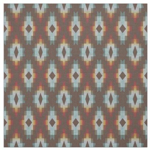 Hip Blue Orange Red Brown Tribal Art Pattern Fabric