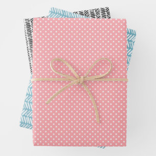 Hip Blush Pink Teal Black White Abstract Zigzag Wrapping Paper Sheets