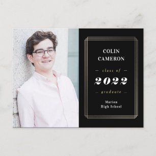 Hip Border Graduation Announcement Postcard